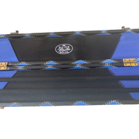 3/4 Cue Case Luxury - Black-Blue Round End Studded - 3 Slot