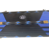 3/4 Cue Case Luxury - Black-Blue Round End Studded - 3 Slot