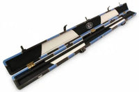 1 Piece Luxury Cue Case - BLUE & BLACK PATCH by Baize Master- Leatherette Rounded Corners