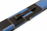 1 Piece Luxury Cue Case - BLUE & BLACK PATCH by Baize Master- Leatherette Rounded Corners