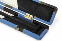 1 Piece Luxury Cue Case - BLUE & BLACK PATCH by Baize Master- Leatherette Rounded Corners