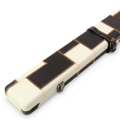 1 Piece Luxury Cue Case - BLACK & WHITE PATCH by Baize Master- Leatherette Rounded Corners