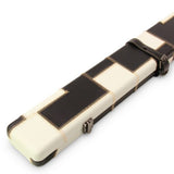 3/4 Luxury Cue Case - BLACK & WHITE PATCH by Baize Master- Thick Leatherette Rounded