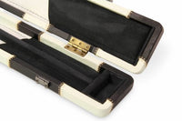 3/4 Luxury Cue Case - BLACK & WHITE PATCH by Baize Master- Thick Leatherette Rounded