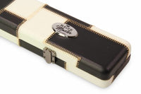 1 Piece Luxury Cue Case - BLACK & WHITE PATCH by Baize Master- Leatherette Rounded Corners