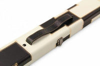 1 Piece Luxury Cue Case - BLACK & WHITE PATCH by Baize Master- Leatherette Rounded Corners