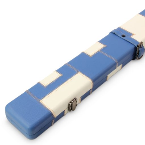 1 Piece Luxury Cue Case - BLUE & WHITE PATCH by Baize Master-Leatherette Rounded Corners