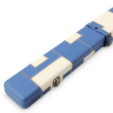 3/4 Luxury Cue Case - BLUE & WHITE PATCH by Baize Master- Thick Leatherette Rounded