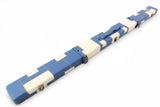 3/4 Luxury Cue Case - BLUE & WHITE PATCH by Baize Master- Thick Leatherette Rounded