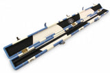 3/4 Luxury Cue Case - BLUE & WHITE PATCH by Baize Master- Thick Leatherette Rounded