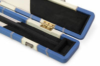 3/4 Luxury Cue Case - BLUE & WHITE PATCH by Baize Master- Thick Leatherette Rounded