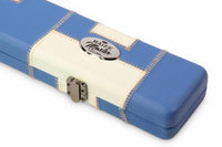 3/4 Luxury Cue Case - BLUE & WHITE PATCH by Baize Master- Thick Leatherette Rounded