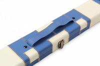 3/4 Luxury Cue Case - BLUE & WHITE PATCH by Baize Master- Thick Leatherette Rounded