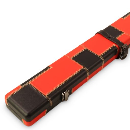 1 Piece Luxury Cue Case - RED & BLACK PATCH by Baize Master- Leatherette Rounded Corners