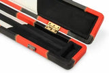 3/4 Luxury Cue Case - RED & BLACK PATCH by Baize Master- Thick Leatherette Rounded