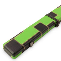 1 Piece Luxury Cue Case - GREEN & BLACK PATCH by Baize Master- Leatherette Rounded Corners