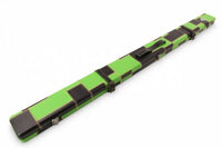 3/4 Luxury Cue Case - GREEN & BLACK PATCH by Baize Master- Thick Leatherette Rounded