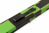 3/4 Luxury Cue Case - GREEN & BLACK PATCH by Baize Master- Thick Leatherette Rounded