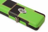 1 Piece Luxury Cue Case - GREEN & BLACK PATCH by Baize Master- Leatherette Rounded Corners