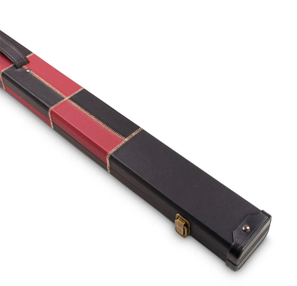 3/4 Cue Case Deluxe Black Burgundy Patch - Plastic End-Embroidered I